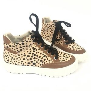 Dolce Vita Calf Hair 8.5 Leopard Print Platform Sneaker $152 Shoe
